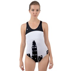 City Night Moon Star Cut-out Back One Piece Swimsuit by HermanTelo