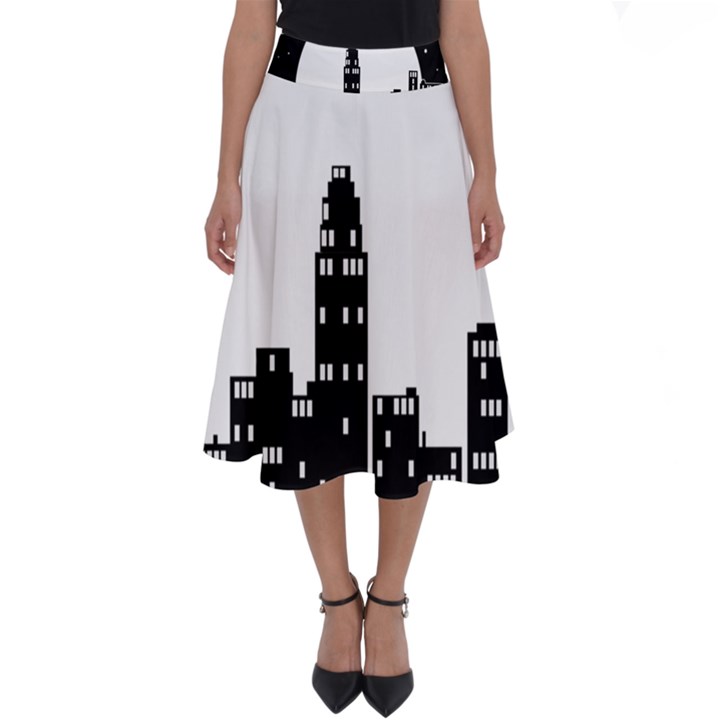 City Night Moon Star Perfect Length Midi Skirt