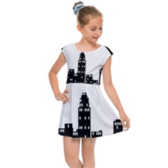 City Night Moon Star Kids  Cap Sleeve Dress