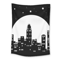 City Night Moon Star Medium Tapestry by HermanTelo