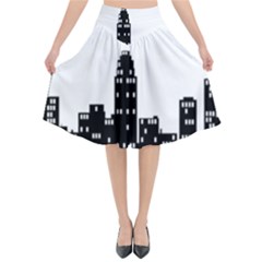 City Night Moon Star Flared Midi Skirt