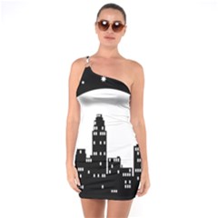 City Night Moon Star One Soulder Bodycon Dress