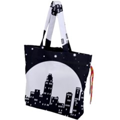 City Night Moon Star Drawstring Tote Bag