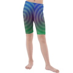 Blue Green Abstract Background Kids  Mid Length Swim Shorts