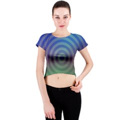 Blue Green Abstract Background Crew Neck Crop Top