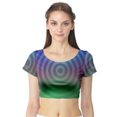 Blue Green Abstract Background Short Sleeve Crop Top