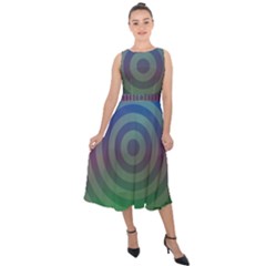 Blue Green Abstract Background Midi Tie-back Chiffon Dress by HermanTelo