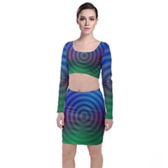 Blue Green Abstract Background Top And Skirt Sets