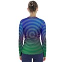 Blue Green Abstract Background V-Neck Long Sleeve Top View2