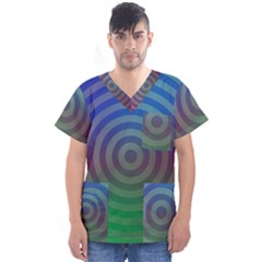 Blue Green Abstract Background Men s V-neck Scrub Top