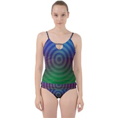 Blue Green Abstract Background Cut Out Top Tankini Set