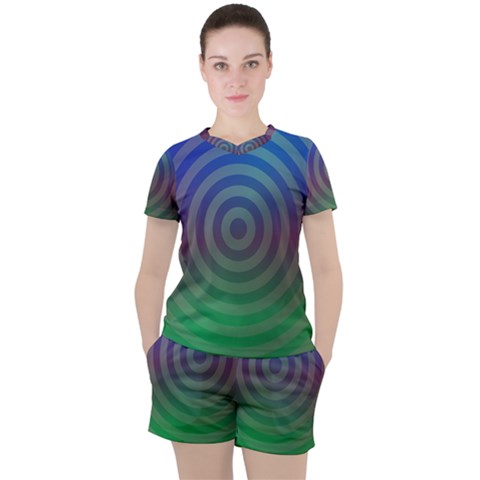 Blue Green Abstract Background Women s Tee And Shorts Set by HermanTelo