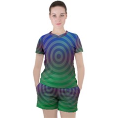 Blue Green Abstract Background Women s Tee And Shorts Set