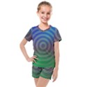 Blue Green Abstract Background Kids  Mesh Tee and Shorts Set View1