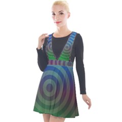 Blue Green Abstract Background Plunge Pinafore Velour Dress