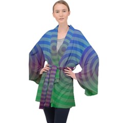 Blue Green Abstract Background Velvet Kimono Robe