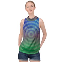 Blue Green Abstract Background High Neck Satin Top