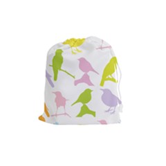 Birds Colourful Background Drawstring Pouch (medium)