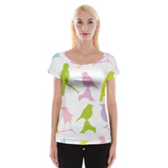 Birds Colourful Background Cap Sleeve Top