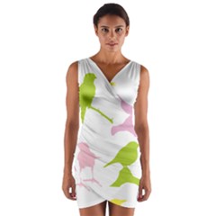 Birds Colourful Background Wrap Front Bodycon Dress