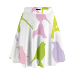 Birds Colourful Background High Waist Skirt