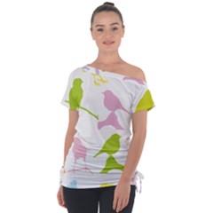 Birds Colourful Background Tie-up Tee