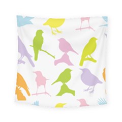 Birds Colourful Background Square Tapestry (small)