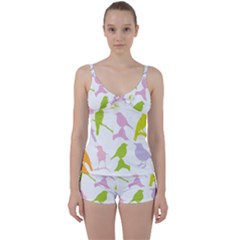 Birds Colourful Background Tie Front Two Piece Tankini