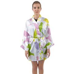 Birds Colourful Background Long Sleeve Kimono Robe