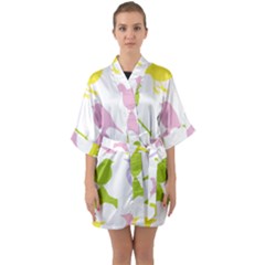 Birds Colourful Background Quarter Sleeve Kimono Robe