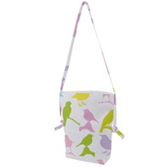 Birds Colourful Background Folding Shoulder Bag