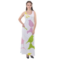 Birds Colourful Background Sleeveless Velour Maxi Dress