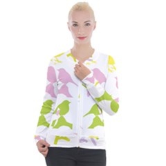 Birds Colourful Background Casual Zip Up Jacket