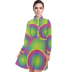 Background Colourful Circles Long Sleeve Chiffon Shirt Dress by HermanTelo