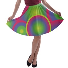 Background Colourful Circles A-line Skater Skirt