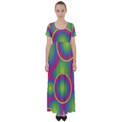 Background Colourful Circles High Waist Short Sleeve Maxi Dress by HermanTelo