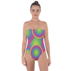 Background Colourful Circles Tie Back One Piece Swimsuit