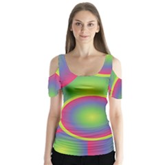 Background Colourful Circles Butterfly Sleeve Cutout Tee 