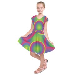 Background Colourful Circles Kids  Short Sleeve Dress by HermanTelo