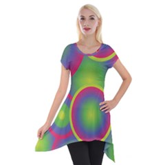 Background Colourful Circles Short Sleeve Side Drop Tunic