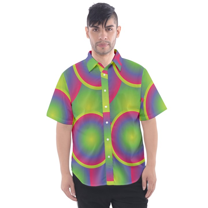 Background Colourful Circles Men s Short Sleeve Shirt