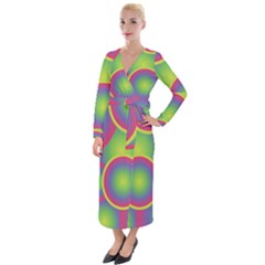 Background Colourful Circles Velvet Maxi Wrap Dress