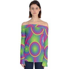 Background Colourful Circles Off Shoulder Long Sleeve Top by HermanTelo