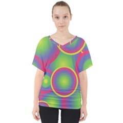 Background Colourful Circles V-neck Dolman Drape Top