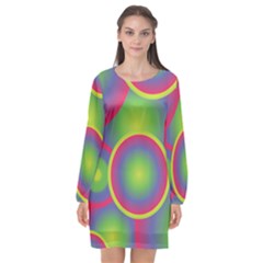 Background Colourful Circles Long Sleeve Chiffon Shift Dress  by HermanTelo