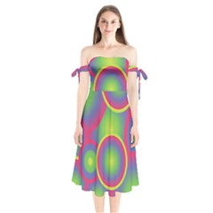 Background Colourful Circles Shoulder Tie Bardot Midi Dress by HermanTelo