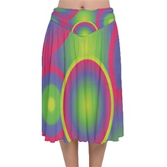 Background Colourful Circles Velvet Flared Midi Skirt by HermanTelo