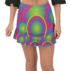 Background Colourful Circles Fishtail Mini Chiffon Skirt