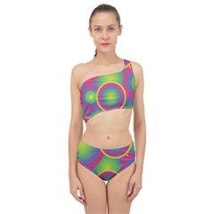 Background Colourful Circles Spliced Up Two Piece Swimsuit