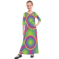 Background Colourful Circles Kids  Quarter Sleeve Maxi Dress by HermanTelo